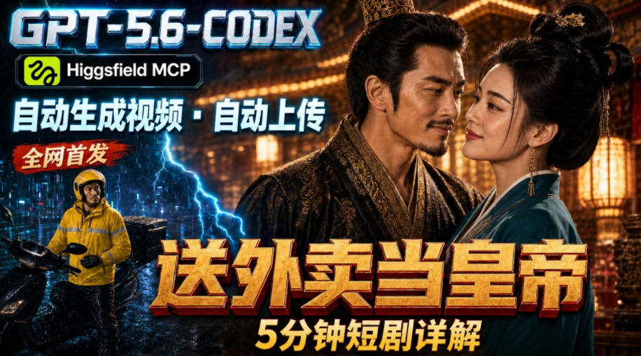 GPT-5.6 Codex+Higgsfield MCP:一条指令生成5分钟短剧并自动上传YouTube(油管)-阿牛笔记
