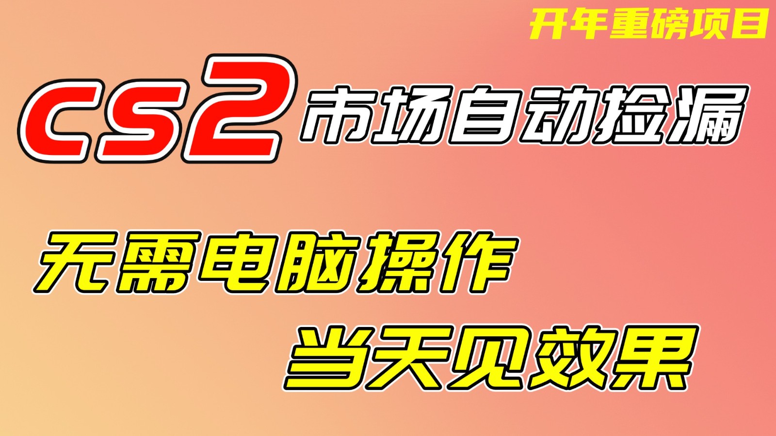 CS2市场挂机项，无需电脑操作，无需进入游戏，当天见效果，支持任何形式验证-阿牛笔记