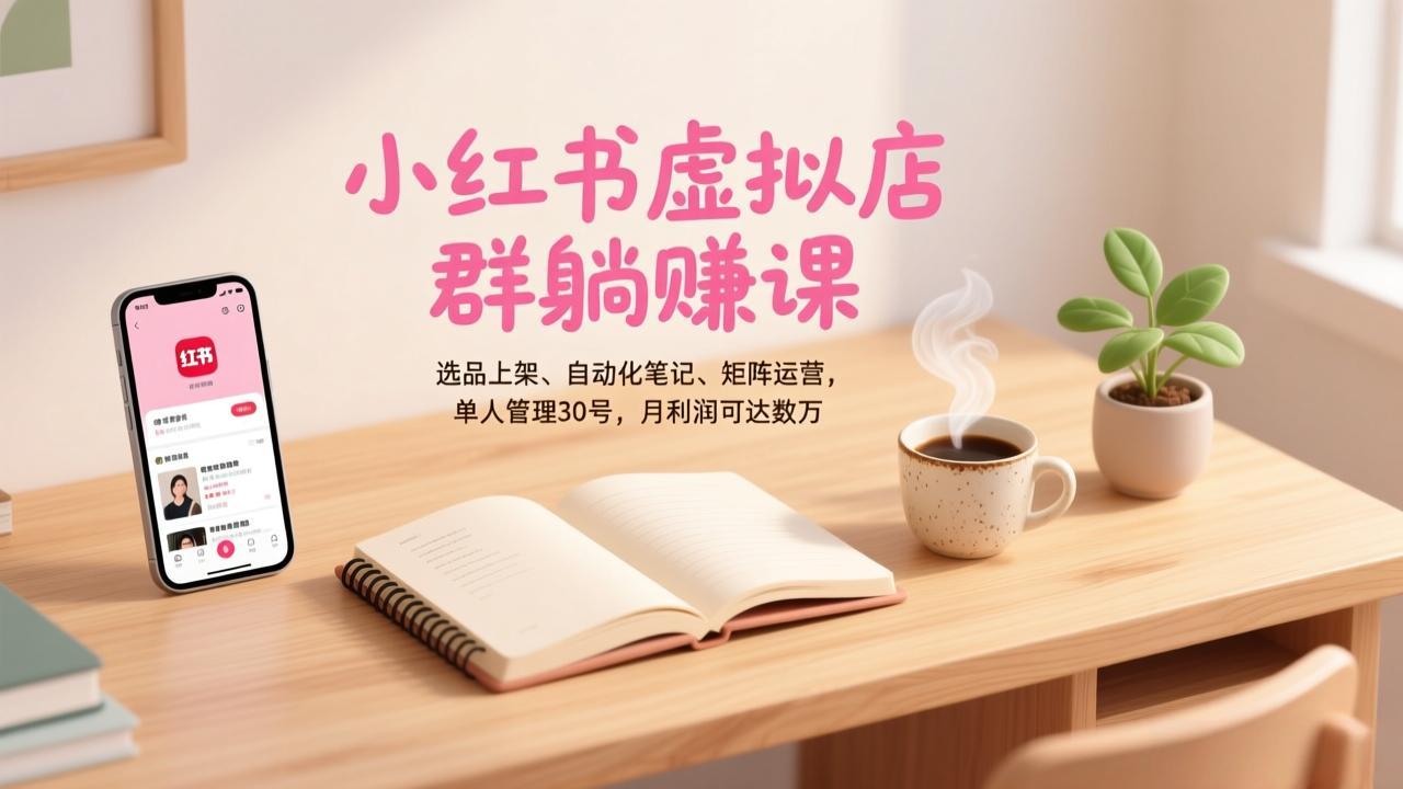 小红书虚拟店群躺赚课，选品上架、自动化笔记、矩阵运营，单人管理30号，月利润可达数万-阿牛笔记