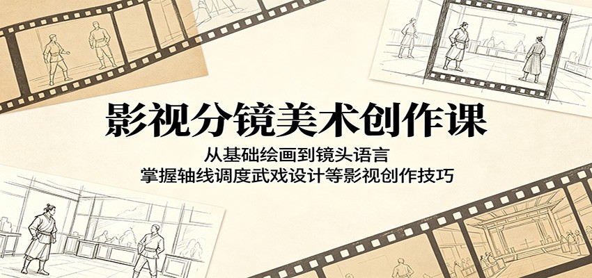 影视分镜美术创作课:从基础绘画到镜头语言,掌握轴线调度武戏设计等影视创作技巧-阿牛笔记