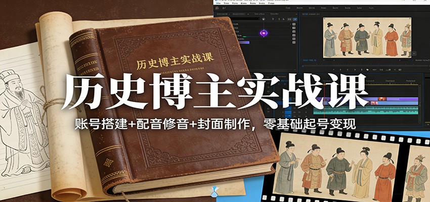 历史博主实战课：账号搭建+配音修音+封面制作，零基础起号变现-阿牛笔记