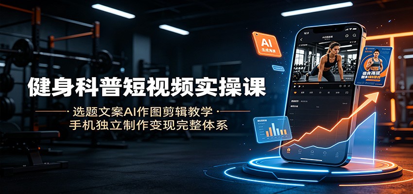 健身科普短视频实操课：选题文案AI作图剪辑教学，手机独立制作变现完整体系-阿牛笔记