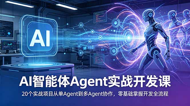 AI智能体Agent实战开发课:20个实战项目从单Agent到多Agent协作,零基础掌握开发全流程-阿牛笔记