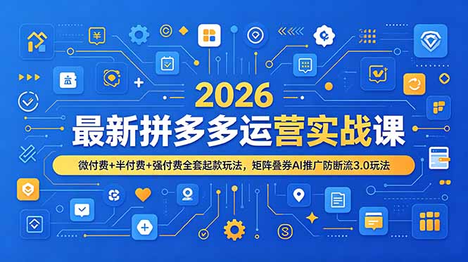 2026最新拼多多运营实战课，微付费+半付费+强付费全套起款玩法，矩阵叠券AI推广防断流3.0玩法-阿牛笔记