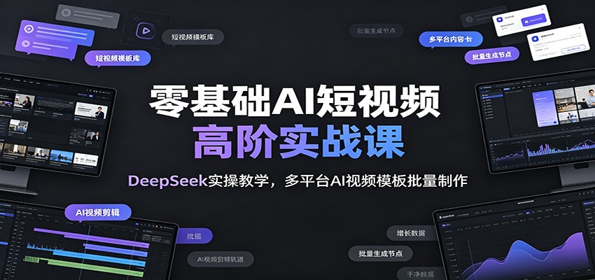 零基础AI短视频高阶实战课：DeepSeek实操教学，多平台AI视频模板批量制作-阿牛笔记