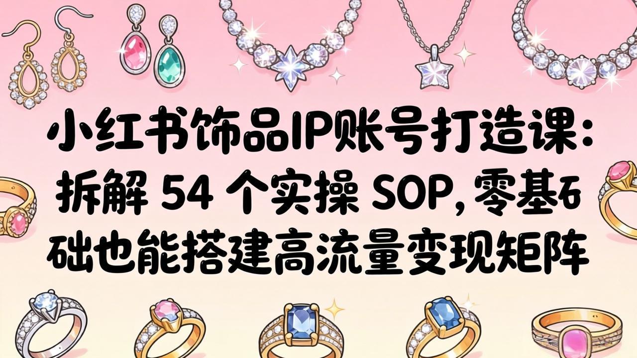 小红书饰品IP账号打造课：拆解 54 个实操 SOP，零基础也能搭建高流量变现矩阵-阿牛笔记
