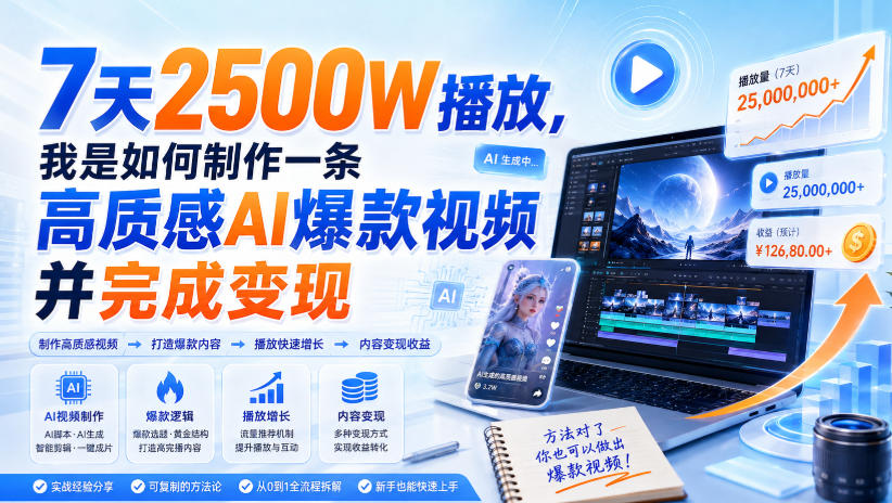 7天2500W播放,我是如何制作一条高质感AI爆款视频并完成变现-阿牛笔记