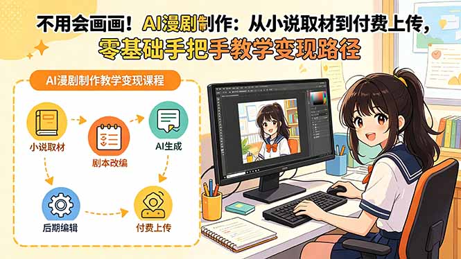不用会画画！AI漫剧制作：从小说取材到付费上传，零基础手把手教学变现路径-阿牛笔记