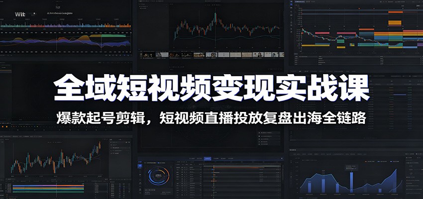 全域短视频变现实战课:爆款起号剪辑,短视频直播投放复盘出海全链路-阿牛笔记