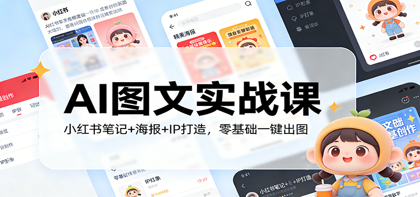 AI图文实战课：小红书笔记+海报+IP打造，零基础一键出图-阿牛笔记