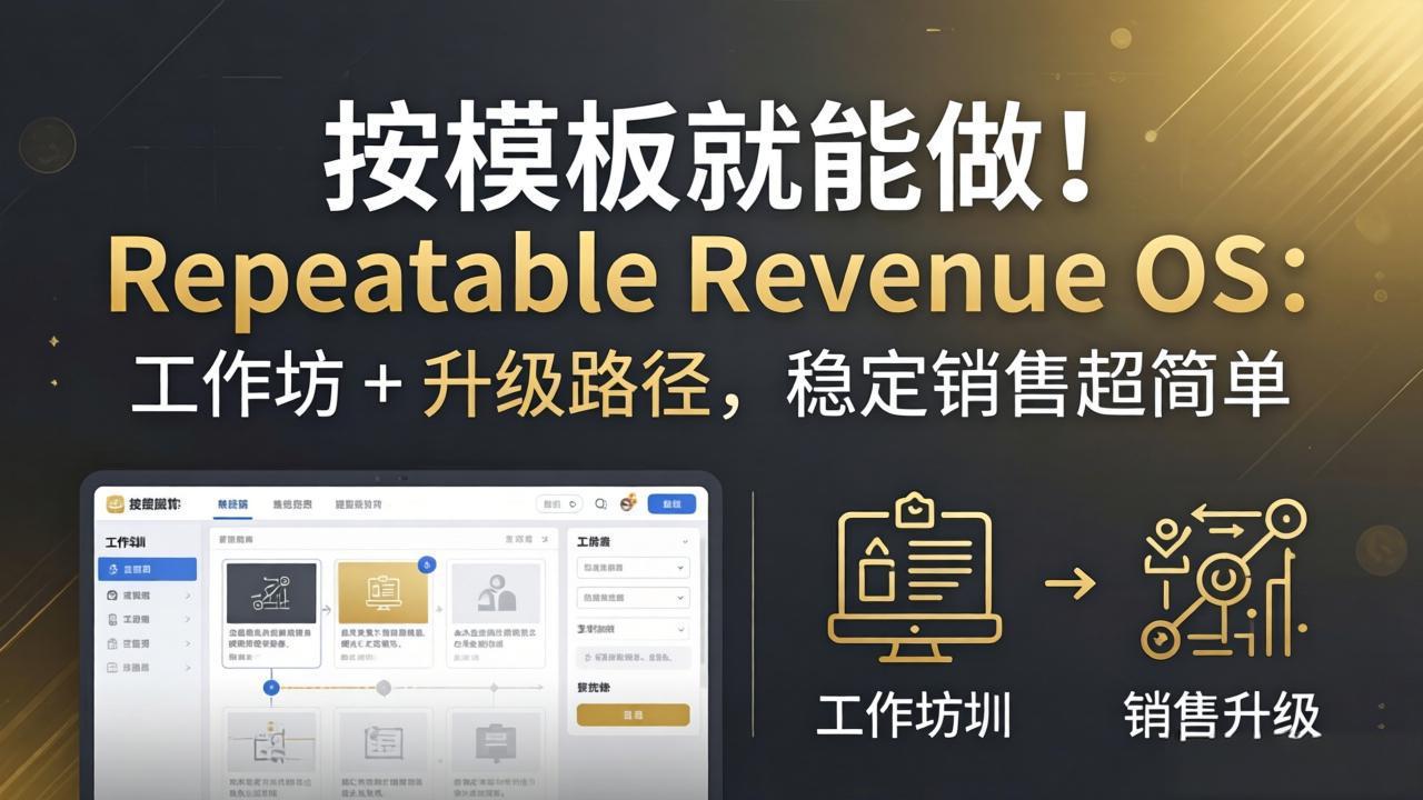 按模板就能做！Repeatable Revenue OS：工作坊 + 升级路径，稳定销售超简单-阿牛笔记