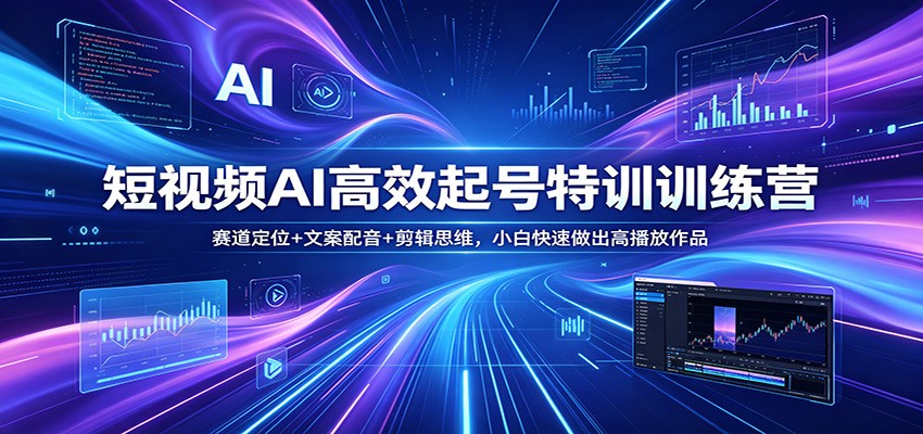 短视频AI高效起号特训训练营：赛道定位+文案配音+剪辑思维，小白快速做出高播放作品-阿牛笔记