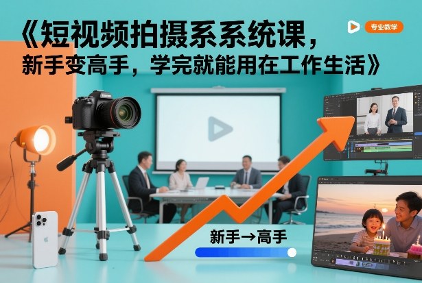 短视频拍摄系统课，新手变高手，学完就能用在工作生活-阿牛笔记