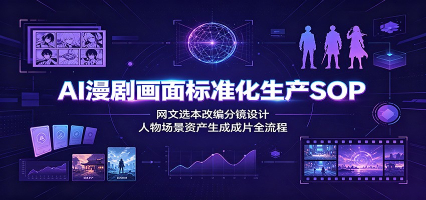 AI漫剧画面标准化生产SOP：网文选本改编分镜设计，人物场景资产生成成片全流程-阿牛笔记