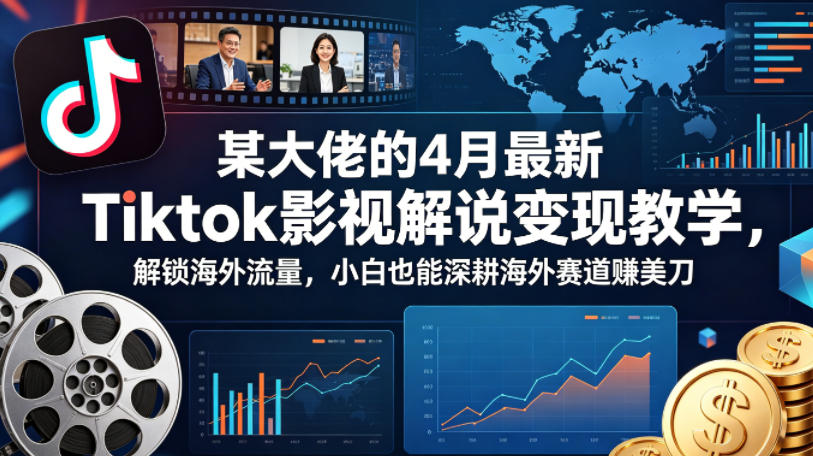 某大佬的4月最新Tiktok影视解说变现教学，解锁海外流量，小白也能深耕海外赛道賺美刀-阿牛笔记