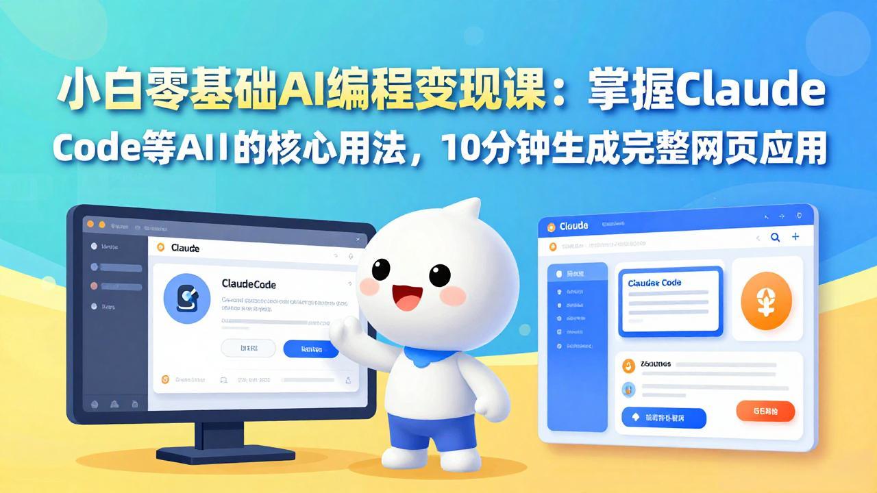 小白零基础AI编程变现课：掌握Claude Code等AI工具的核心用法，10分钟生成完整网页应用-阿牛笔记