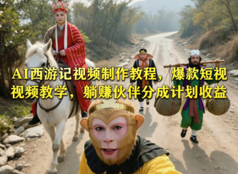 AI西游记视频制作教程，爆款短视频教学，躺賺伙伴分成计划收益-阿牛笔记
