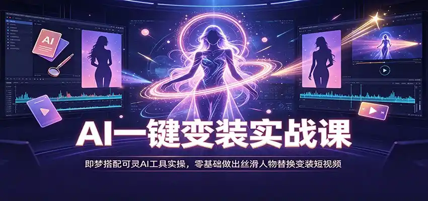 AI一键变装实战课：即梦搭配可灵AI工具实操，零基础做出丝滑人物替换变装短视频-阿牛笔记