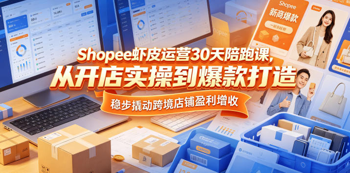 Shopee虾皮运营30天陪跑课,从开店实操到爆款打造,稳步撬动跨境店铺盈利增收-阿牛笔记