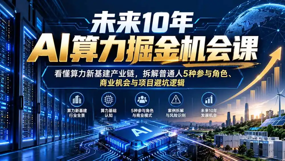未来10年AI算力掘金机会课：看懂算力新基建产业链，拆解普通人5种参与角色、商业机会与项目避坑逻辑-阿牛笔记