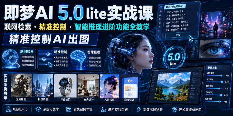 即梦AI 5.0 lite实战课，联网检索・精准控制・智能推理进阶功能全教学，精准控制AI出图-阿牛笔记