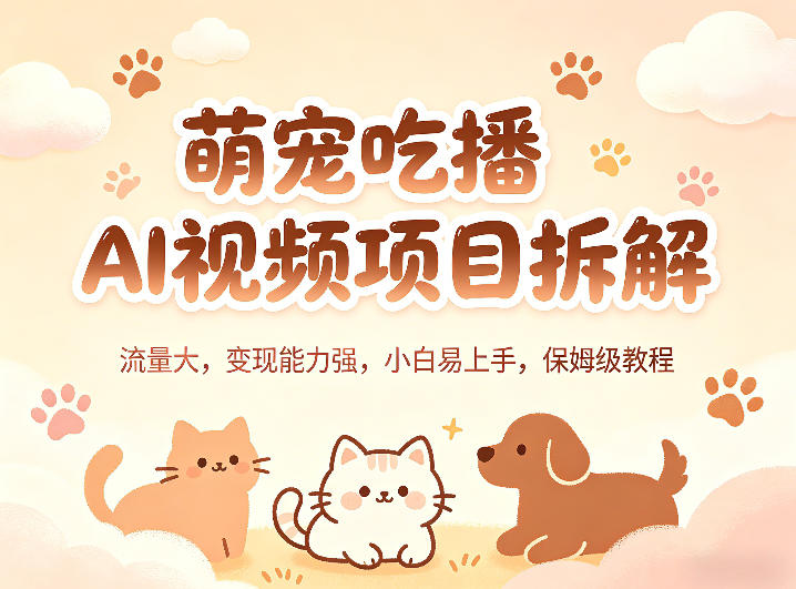 萌宠吃播AI视频项目拆解，流量大，变现能力强，小白易上手，保姆级教程-阿牛笔记