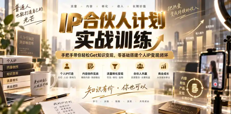 IP合伙人计划实战训练,手把手带你轻松Get知识变现,零基础搭建个人IP变现闭环(更新260908)-阿牛笔记