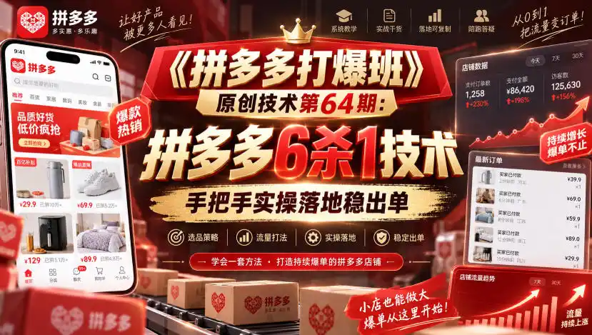 《拼多多打爆班》原创技术第64期:拼多多6杀1技术,手把手实操落地稳出单-阿牛笔记