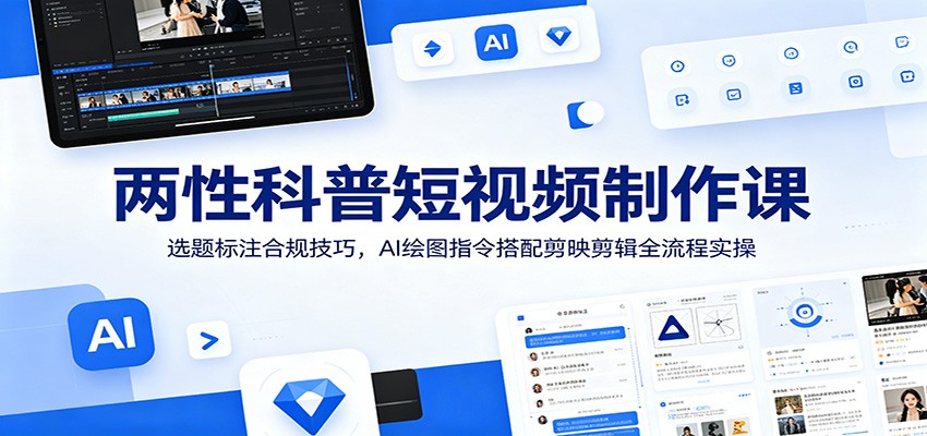 两性科普短视频制作课：选题标注合规技巧，AI绘图指令搭配剪映剪辑全流程实操-阿牛笔记