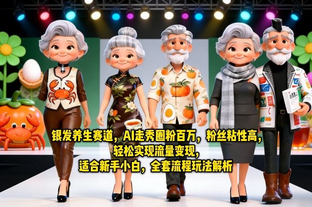 银发养生赛道，AI走秀圈粉百万，粉丝粘性高，轻松实现流量变现，适合新手小白，全套流程玩法解析-阿牛笔记