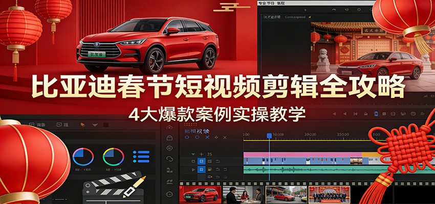 比亚迪春节短视频剪辑全攻略，4大爆款案例实操教学-阿牛笔记