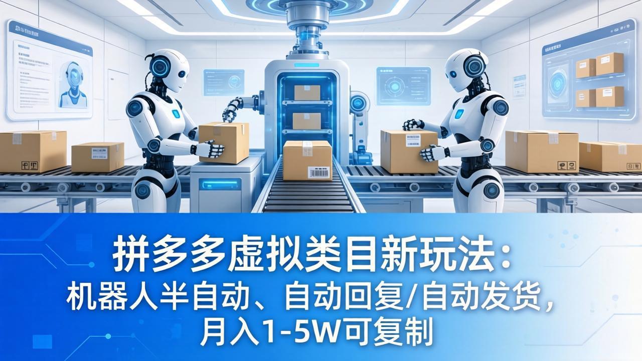 拼多多虚拟类目新玩法：机器人半自动、自动回复 /自动发货，月入 1-5W 可复制-阿牛笔记