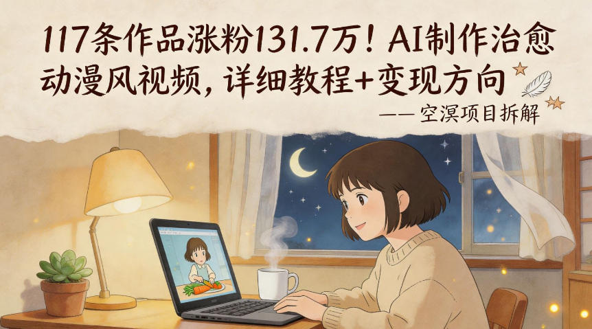 117条作品涨粉131.7W！AI制作治愈动漫风视频，详细教程+变现方向-阿牛笔记