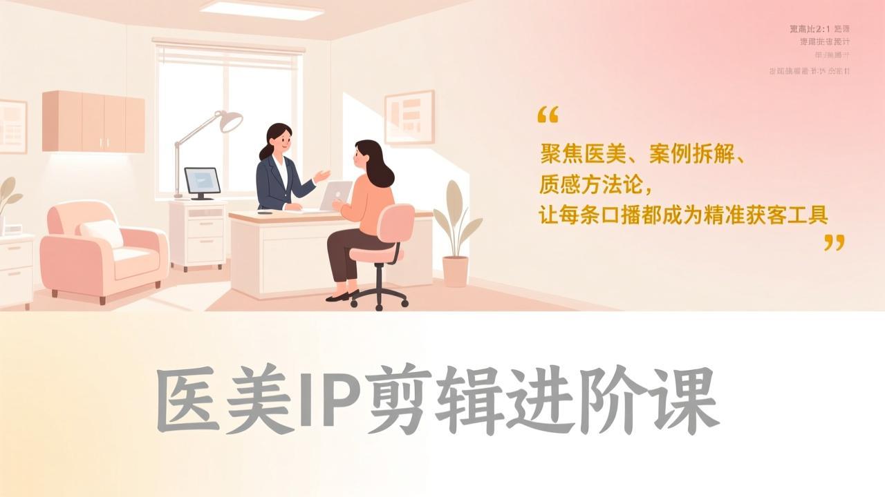 医美IP剪辑进阶课，聚焦医美、案例拆解、质感方法论，让每条口播都成为精准获客工具-阿牛笔记
