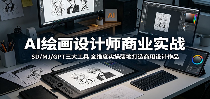 AI绘画设计师商业实战：SD/MJ/GPT三大工具，全维度实操落地打造商用设计作品-阿牛笔记
