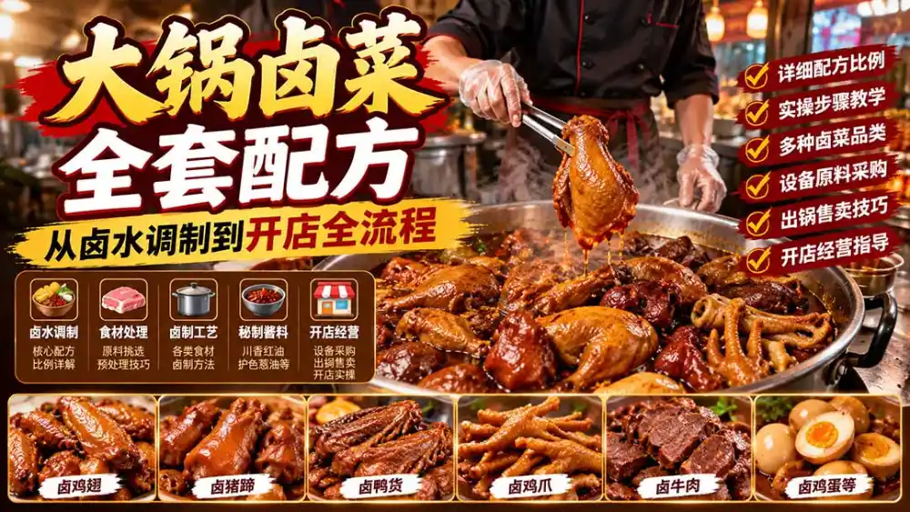 大锅卤菜全套配方,从卤水调制到开店全流程,感觉学会了去摆摊也不错 大锅卤菜全套配方,从卤水调制到开店全流程,感觉学会了去摆摊也不错