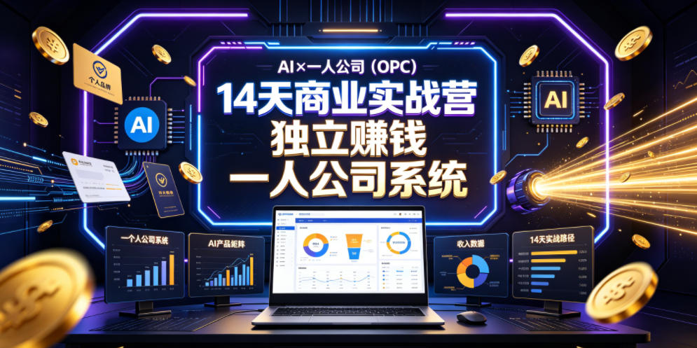 AI×一人公司(OPC)14天商业实战营，用AI帮你搭建一个属于你自己的、能独立賺钱的一人公司系统-阿牛笔记