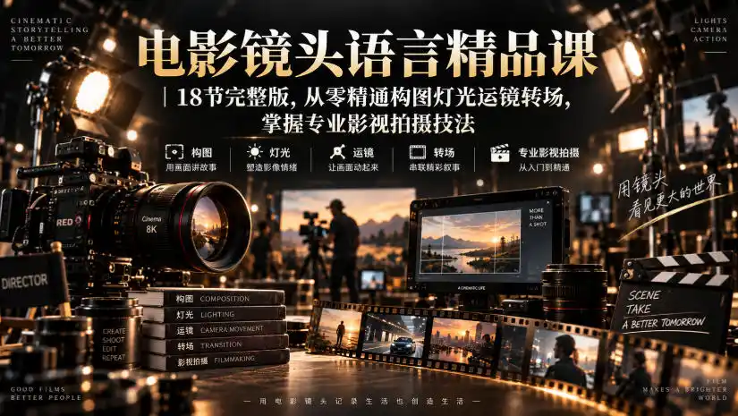 电影镜头语言精品课｜18节完整版，从零精通构图灯光运镜转场，掌握专业影视拍摄技法-阿牛笔记
