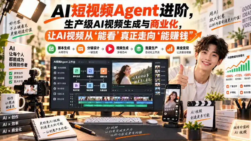 AI短视频Agent进阶，生产级AI视频生成与商业化，让AI视频从”能看”真正走向”能賺钱”-阿牛笔记