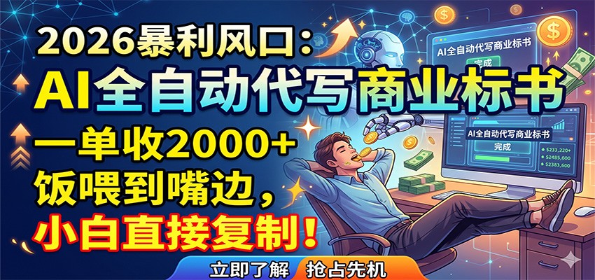 AI全自动代写商业标书，一单收2000+，饭喂到嘴边，小白直接复制-阿牛笔记