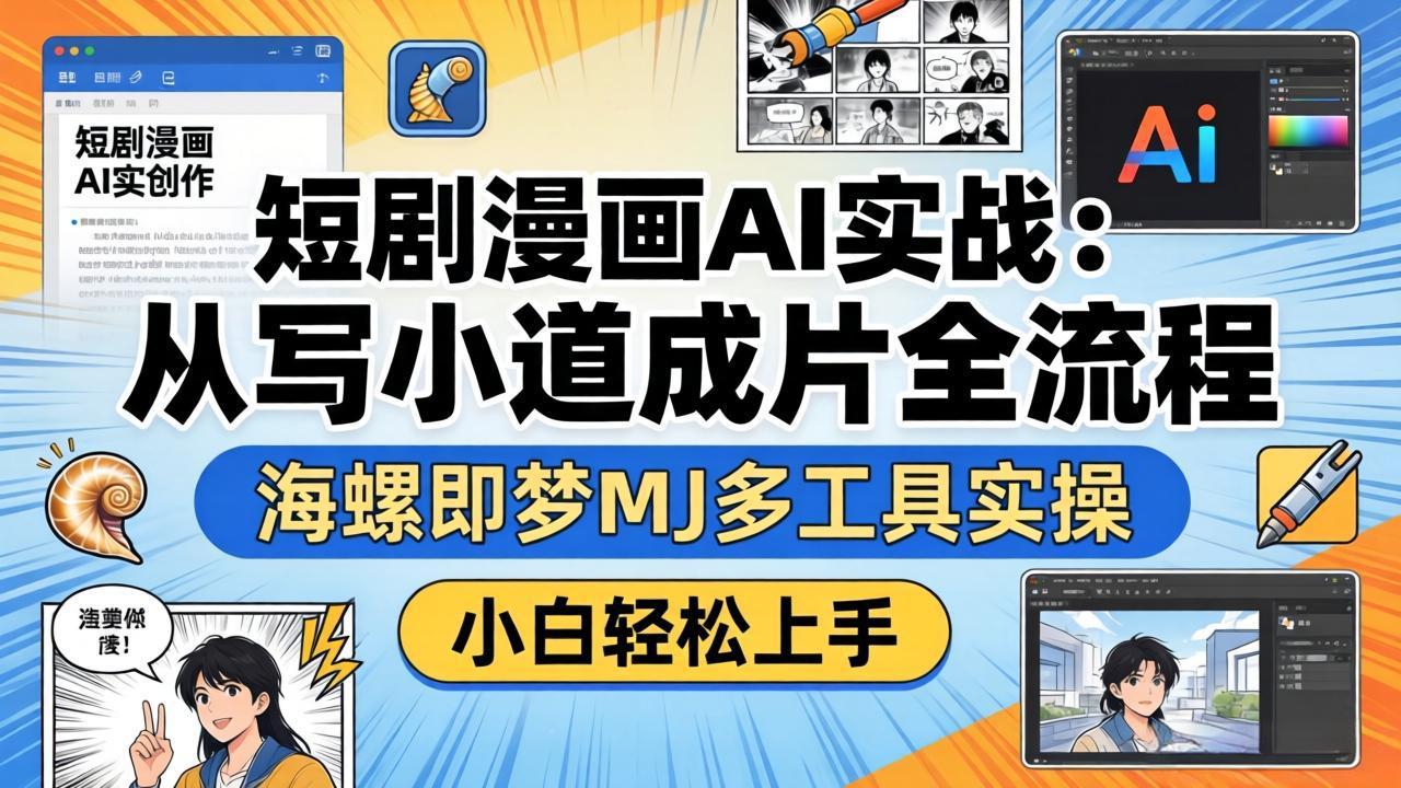 短剧漫画AI实战：从写小说到成片全流程，海螺即梦MJ多工具实操，小白轻松上手-阿牛笔记