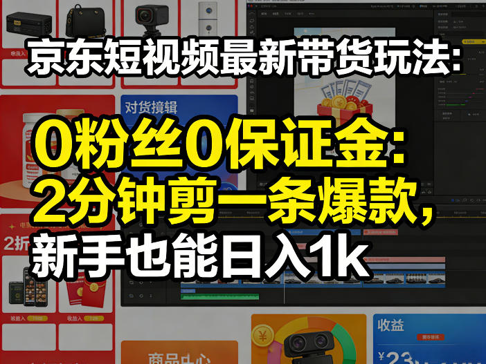 京东短视频最新带货玩法,0粉丝0保证金,2分钟剪一条爆款,新手也能日入1k+【揭秘】-阿牛笔记