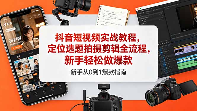 抖音短视频实战教程，定位选题拍摄剪辑全流程，新手轻松做爆款-阿牛笔记