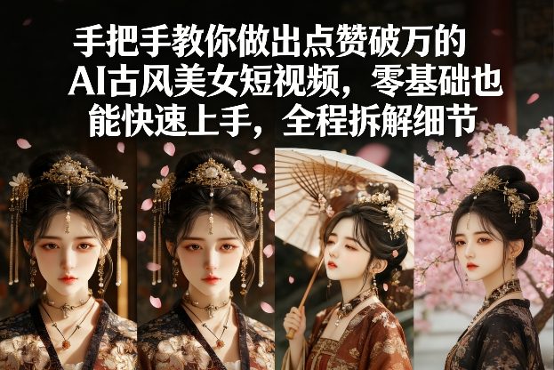 手把手教你做出点赞破万的AI古风美女短视频，零基础也能快速上手，全程拆解细节-阿牛笔记