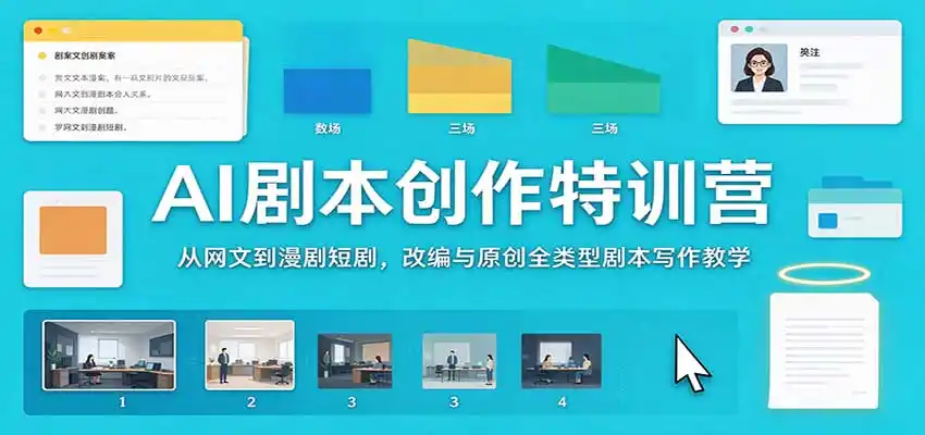 AI剧本创作特训营:从网文到漫剧短剧,改编与原创全类型剧本写作教学-阿牛笔记