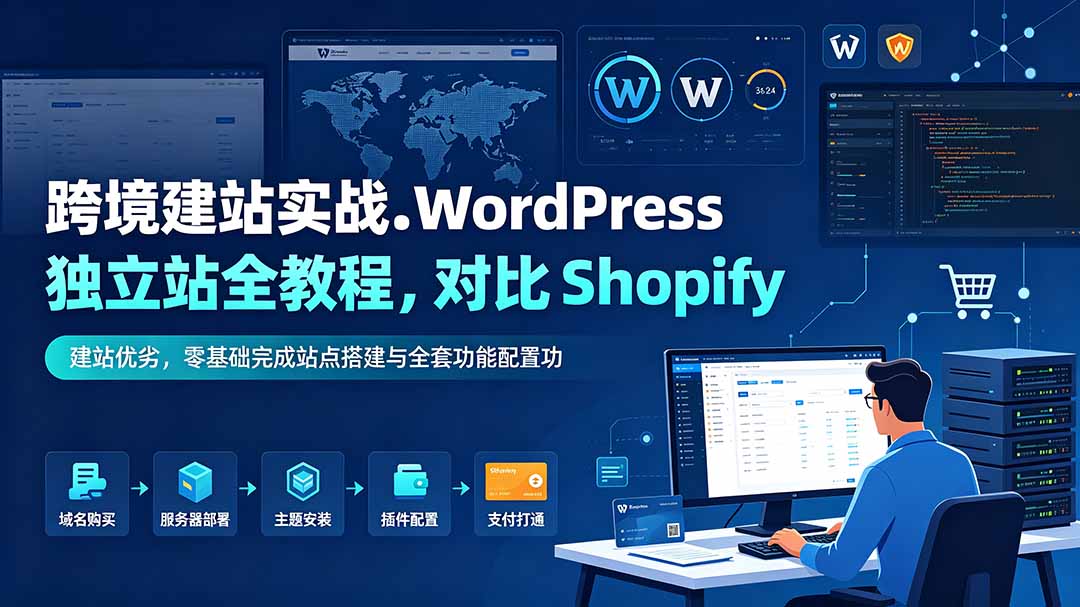 跨境建站实战:WordPress 独立站全教程,对比 Shopify 建站优劣,零基础完成站点搭建与全套功能配置-阿牛笔记