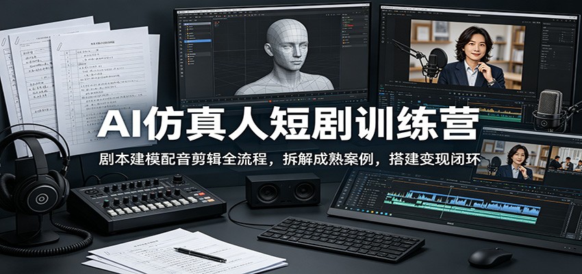 AI仿真人短剧训练营：剧本建模配音剪辑全流程，拆解成熟案例，搭建变现闭环-阿牛笔记