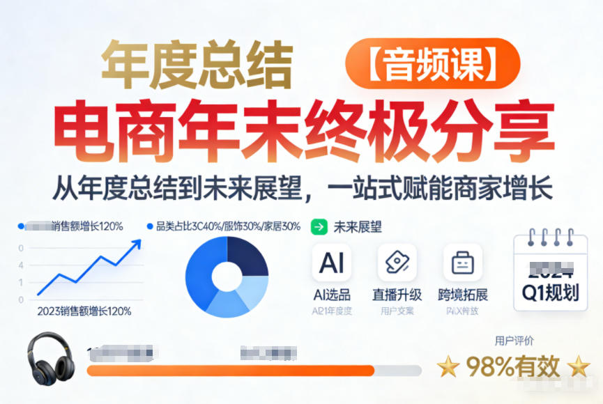 电商年未终极分享，从年度总结到未来展望，一站式赋能商家增长【音频课】-阿牛笔记