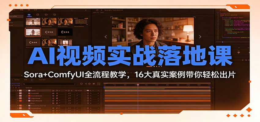 AI视频实战落地课：Sora+ComfyUI全流程教学，16大真实案例带你轻松出片-阿牛笔记