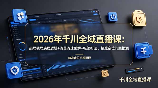 2026年千川全域直播课：起号稳号底层逻辑+流量流速破解+标签打法，精准定位问题根源-阿牛笔记